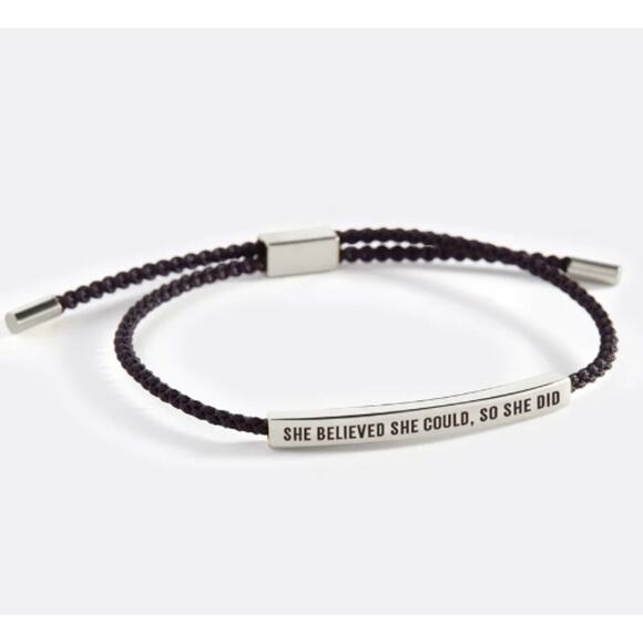 RETAIL $70 Mint & Lilly She Believed She Could So She Did Inspire Bracelet*Black - Picture 1 of 2